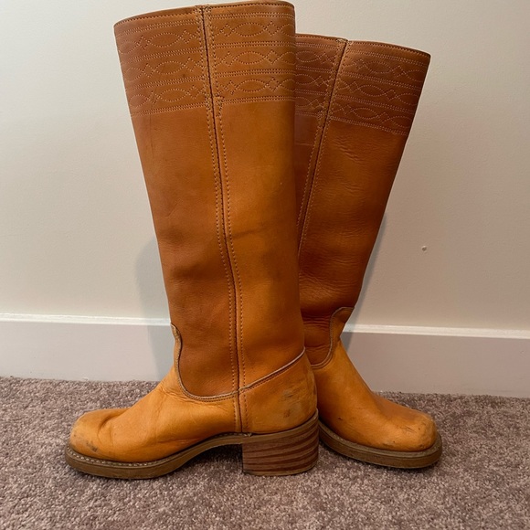 Women's Tan Leather Boots - Picture 2 of 8